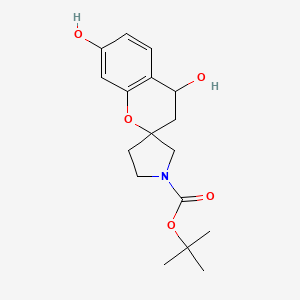 molecular formula C17H23NO5 B7951371 Tert-butyl 4,7-dihydroxyspiro[3,4-dihydrochromene-2,3'-pyrrolidine]-1'-carboxylate 
