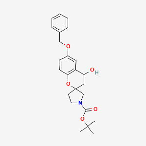 molecular formula C24H29NO5 B7951388 Tert-butyl 4-hydroxy-6-phenylmethoxyspiro[3,4-dihydrochromene-2,3'-pyrrolidine]-1'-carboxylate 