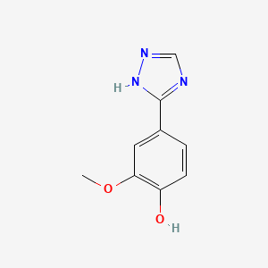 molecular formula C9H9N3O2 B7951465 2-Methoxy-4-(1H-1,2,4-triazol-3-yl)phenol 