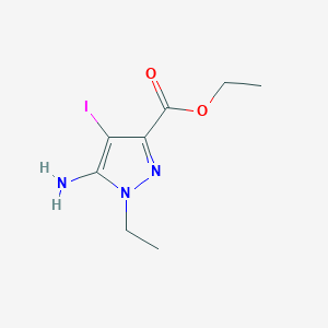 molecular formula C8H12IN3O2 B7951493 Ethyl 5-amino-1-ethyl-4-iodopyrazole-3-carboxylate 