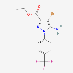 molecular formula C13H11BrF3N3O2 B7951499 Ethyl 5-amino-4-bromo-1-[4-(trifluoromethyl)phenyl]pyrazole-3-carboxylate 