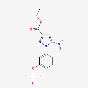 molecular formula C13H12F3N3O3 B7951500 Ethyl 5-amino-1-[3-(trifluoromethoxy)phenyl]pyrazole-3-carboxylate 
