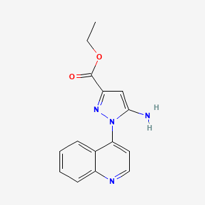 molecular formula C15H14N4O2 B7951531 1H-Pyrazole-3-carboxylic acid, 5-amino-1-(4-quinolinyl)-, ethyl ester CAS No. 1427013-73-7