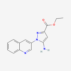molecular formula C15H14N4O2 B7951535 1H-Pyrazole-3-carboxylic acid, 5-amino-1-(3-quinolinyl)-, ethyl ester CAS No. 1427022-90-9
