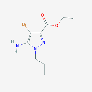 molecular formula C9H14BrN3O2 B7951557 Ethyl 5-amino-4-bromo-1-propyl-pyrazole-3-carboxylate 