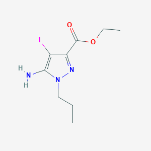 molecular formula C9H14IN3O2 B7951559 Ethyl 5-amino-4-iodo-1-propyl-pyrazole-3-carboxylate 