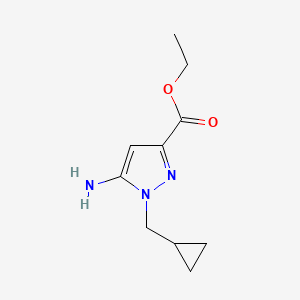 molecular formula C10H15N3O2 B7951576 Ethyl 5-amino-1-(cyclopropylmethyl)pyrazole-3-carboxylate 