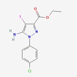 molecular formula C12H11ClIN3O2 B7951590 Ethyl 5-amino-1-(4-chlorophenyl)-4-iodo-pyrazole-3-carboxylate 