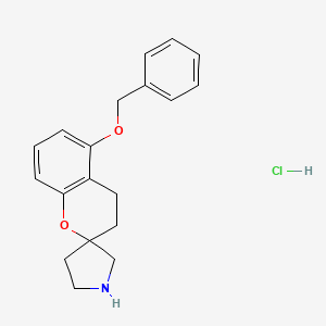 molecular formula C19H22ClNO2 B7951705 5-(Benzyloxy)-3,4-dihydrospiro[1-benzopyran-2,3-pyrrolidine] hydrochloride 