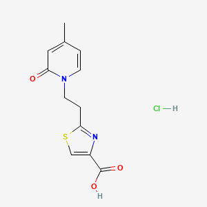 molecular formula C12H13ClN2O3S B7951717 2-[2-(4-Methyl-2-oxo-1,2-dihydropyridin-1-yl)ethyl]-1,3-thiazole-4-carboxylic acid hydrochloride 