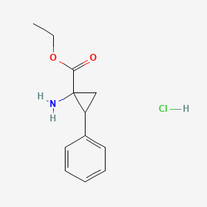 molecular formula C12H16ClNO2 B7951752 Ethyl 1-amino-2-phenylcyclopropane-1-carboxylate hydrochloride CAS No. 1707367-91-6