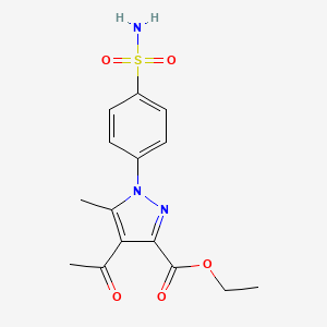 molecular formula C15H17N3O5S B7951794 Ethyl 4-acetyl-5-methyl-1-(4-sulfamoylphenyl)pyrazole-3-carboxylate 