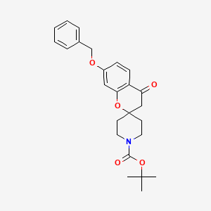 molecular formula C25H29NO5 B7951831 tert-butyl 4-oxo-7-phenylmethoxyspiro[3H-chromene-2,4'-piperidine]-1'-carboxylate 