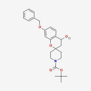 molecular formula C25H31NO5 B7951834 Tert-butyl 4-hydroxy-7-phenylmethoxyspiro[3,4-dihydrochromene-2,4'-piperidine]-1'-carboxylate 