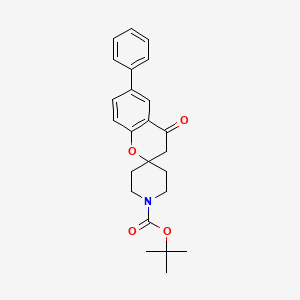 molecular formula C24H27NO4 B7951846 tert-butyl 4-oxo-6-phenylspiro[3H-chromene-2,4'-piperidine]-1'-carboxylate 