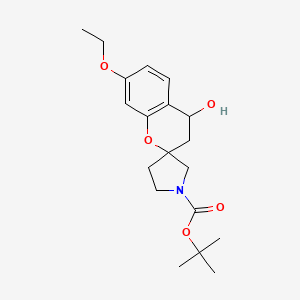 molecular formula C19H27NO5 B7951850 Tert-butyl 7-ethoxy-4-hydroxyspiro[3,4-dihydrochromene-2,3'-pyrrolidine]-1'-carboxylate 