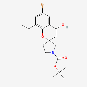 molecular formula C19H26BrNO4 B7951864 Tert-butyl 6-bromo-8-ethyl-4-hydroxyspiro[3,4-dihydrochromene-2,3'-pyrrolidine]-1'-carboxylate 