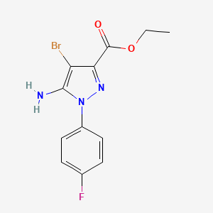 molecular formula C12H11BrFN3O2 B7951924 Ethyl 5-amino-4-bromo-1-(4-fluorophenyl)pyrazole-3-carboxylate 