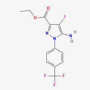 molecular formula C13H11F3IN3O2 B7951926 Ethyl 5-amino-4-iodo-1-[4-(trifluoromethyl)phenyl]pyrazole-3-carboxylate 