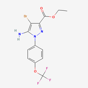 molecular formula C13H11BrF3N3O3 B7951927 Ethyl 5-amino-4-bromo-1-[4-(trifluoromethoxy)phenyl]pyrazole-3-carboxylate 