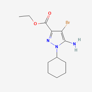molecular formula C12H18BrN3O2 B7951947 Ethyl 5-amino-4-bromo-1-cyclohexylpyrazole-3-carboxylate 