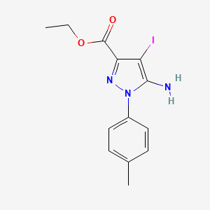 molecular formula C13H14IN3O2 B7951964 Ethyl 5-amino-4-iodo-1-(p-tolyl)pyrazole-3-carboxylate 