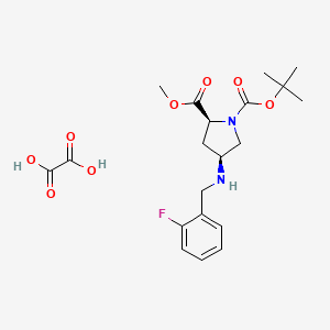 molecular formula C20H27FN2O8 B7952171 1,2-pyrrolidinedicarboxylic acid, 4-[[(2-fluorophenyl)methyl]amino]-, 1-(1,1-dimethylethyl) 2-methyl ester, (2S,4S)-, ethanedioate (1:1) 