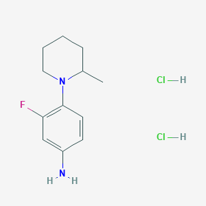 molecular formula C12H19Cl2FN2 B7952230 [3-Fluoro-4-(2-methylpiperidin-1-yl)phenyl]amine dihydrochloride 