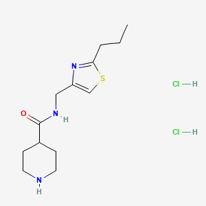 molecular formula C13H23Cl2N3OS B7952266 N-[(2-propyl-1,3-thiazol-4-yl)methyl]piperidine-4-carboxamide;dihydrochloride 