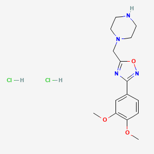 molecular formula C15H22Cl2N4O3 B7952274 3-(3,4-Dimethoxyphenyl)-5-(piperazin-1-ylmethyl)-1,2,4-oxadiazole;dihydrochloride 