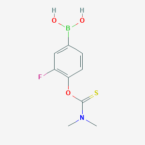 molecular formula C9H11BFNO3S B7952384 {4-[(Dimethylcarbamothioyl)oxy]-3-fluorophenyl}boronic acid 