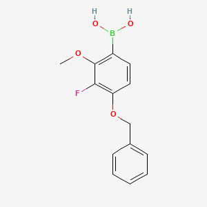 molecular formula C14H14BFO4 B7952524 [4-(Benzyloxy)-3-fluoro-2-methoxyphenyl]boronic acid 
