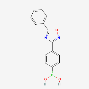 molecular formula C14H11BN2O3 B7952556 [4-(5-Phenyl-1,2,4-oxadiazol-3-yl)phenyl]boronic acid 