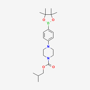 molecular formula C21H33BN2O4 B7952623 2-Methylpropyl 4-[4-(tetramethyl-1,3,2-dioxaborolan-2-yl)phenyl]piperazine-1-carboxylate 