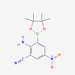 molecular formula C13H16BN3O4 B7952634 2-Amino-5-nitro-3-(tetramethyl-1,3,2-dioxaborolan-2-yl)benzonitrile 