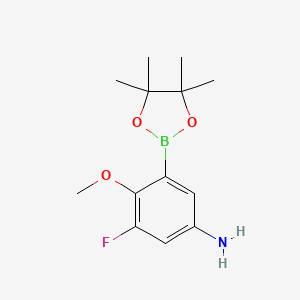 molecular formula C13H19BFNO3 B7952643 3-Fluoro-4-methoxy-5-(tetramethyl-1,3,2-dioxaborolan-2-yl)aniline 