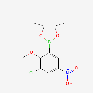 molecular formula C13H17BClNO5 B7952654 2-(3-Chloro-2-methoxy-5-nitrophenyl)-4,4,5,5-tetramethyl-1,3,2-dioxaborolane 