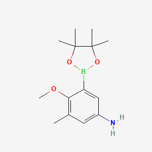 molecular formula C14H22BNO3 B7952678 4-Methoxy-3-methyl-5-(tetramethyl-1,3,2-dioxaborolan-2-yl)aniline 