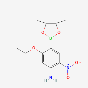 molecular formula C14H21BN2O5 B7952685 5-Ethoxy-2-nitro-4-(tetramethyl-1,3,2-dioxaborolan-2-yl)aniline 