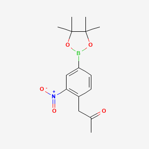 molecular formula C15H20BNO5 B7952686 1-[2-Nitro-4-(tetramethyl-1,3,2-dioxaborolan-2-yl)phenyl]propan-2-one 