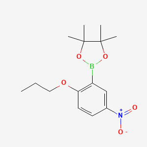 molecular formula C15H22BNO5 B7952689 4,4,5,5-Tetramethyl-2-(5-nitro-2-propoxyphenyl)-1,3,2-dioxaborolane 