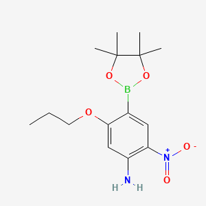 molecular formula C15H23BN2O5 B7952699 2-Nitro-5-propoxy-4-(tetramethyl-1,3,2-dioxaborolan-2-yl)aniline 