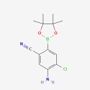 molecular formula C13H16BClN2O2 B7952711 5-Amino-4-chloro-2-(tetramethyl-1,3,2-dioxaborolan-2-yl)benzonitrile 