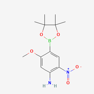 molecular formula C13H19BN2O5 B7952714 5-Methoxy-2-nitro-4-(tetramethyl-1,3,2-dioxaborolan-2-yl)aniline 