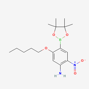 molecular formula C17H27BN2O5 B7952731 2-Nitro-5-(pentyloxy)-4-(tetramethyl-1,3,2-dioxaborolan-2-yl)aniline 