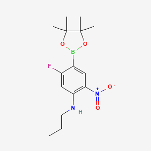 molecular formula C15H22BFN2O4 B7952742 5-Fluoro-2-nitro-N-propyl-4-(tetramethyl-1,3,2-dioxaborolan-2-yl)aniline 