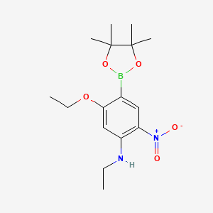 molecular formula C16H25BN2O5 B7952746 5-Ethoxy-N-ethyl-2-nitro-4-(tetramethyl-1,3,2-dioxaborolan-2-yl)aniline 