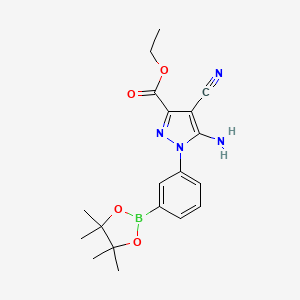 molecular formula C19H23BN4O4 B7952754 Ethyl 5-amino-4-cyano-1-[3-(tetramethyl-1,3,2-dioxaborolan-2-yl)phenyl]pyrazole-3-carboxylate 