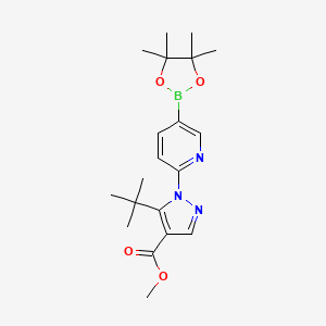 molecular formula C20H28BN3O4 B7952774 Methyl 5-tert-butyl-1-[5-(tetramethyl-1,3,2-dioxaborolan-2-yl)pyridin-2-yl]pyrazole-4-carboxylate 