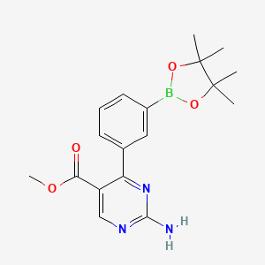 molecular formula C18H22BN3O4 B7952775 Methyl 2-amino-4-[3-(tetramethyl-1,3,2-dioxaborolan-2-yl)phenyl]pyrimidine-5-carboxylate 